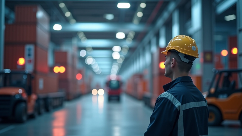 Modernes Hafen-Terminal mit automatisierten Systemen und Elektrolastwagen