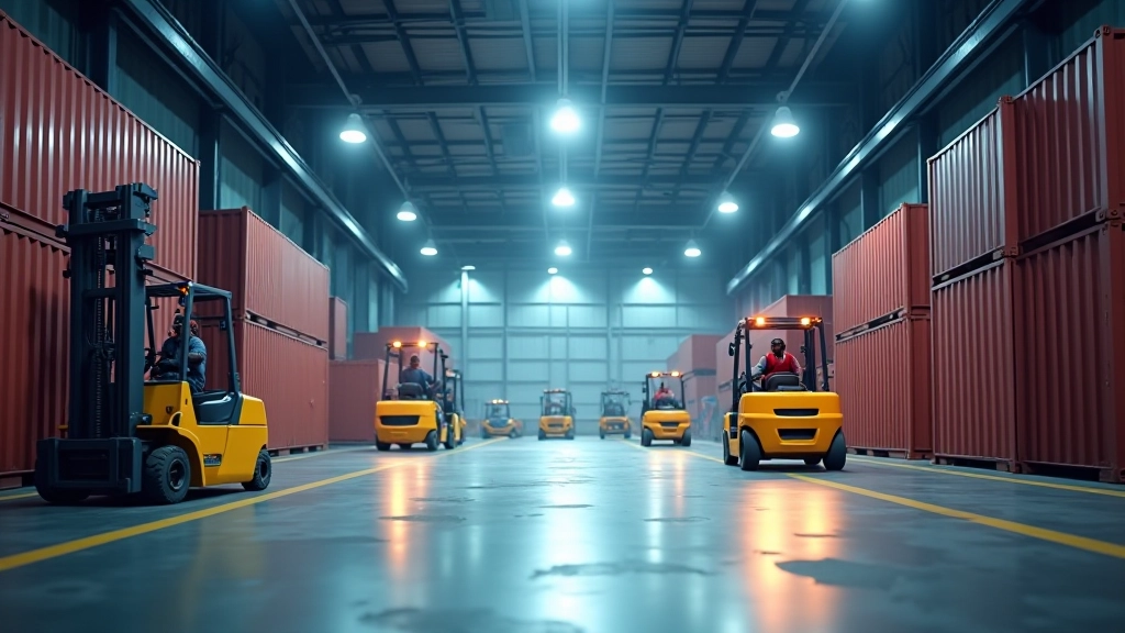 Logistikzentrum in Bremerhaven mit Frachtcontainern und automatisierten Fördersystemen